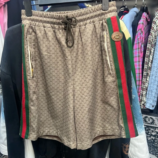 未使用 GUCCI/古驰 古驰满印红绿条纹休闲短裤