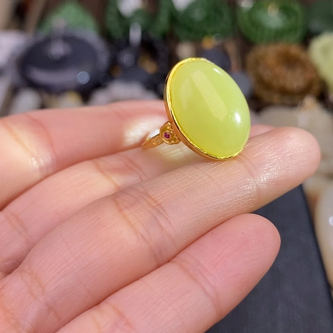 和田玉多样性发一 925.银黄口戒指未镶嵌