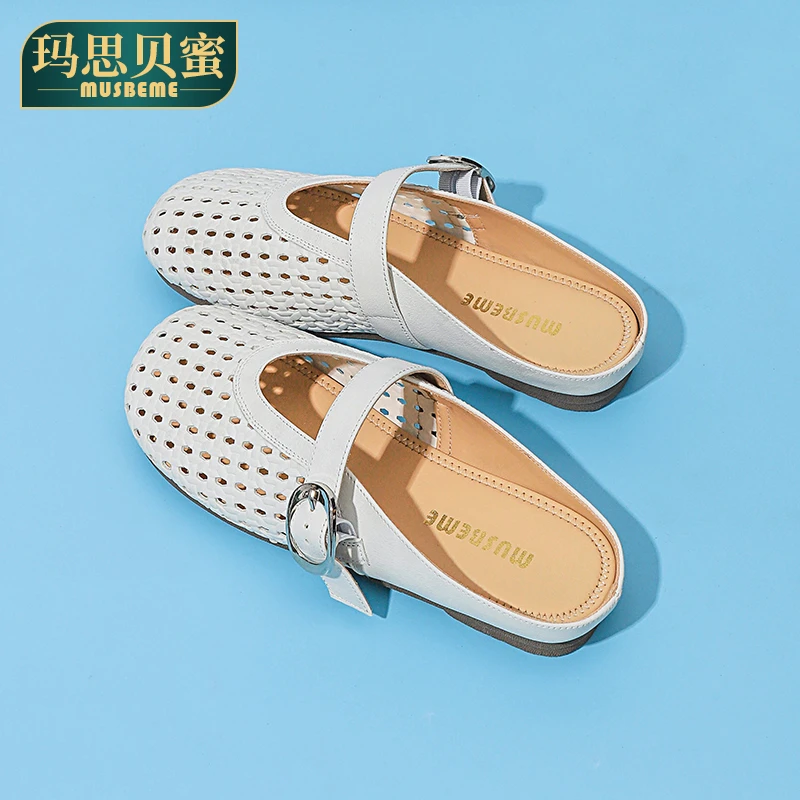 玛思贝蜜勃肯包头半托鞋镂空编织罗马凉鞋洞洞防滑夏季百搭