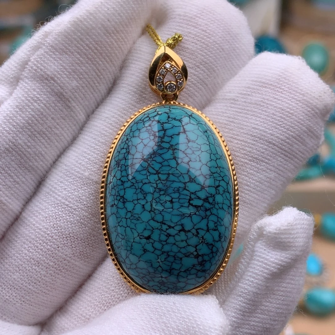 绿松石18K金镶嵌珠宝奇石