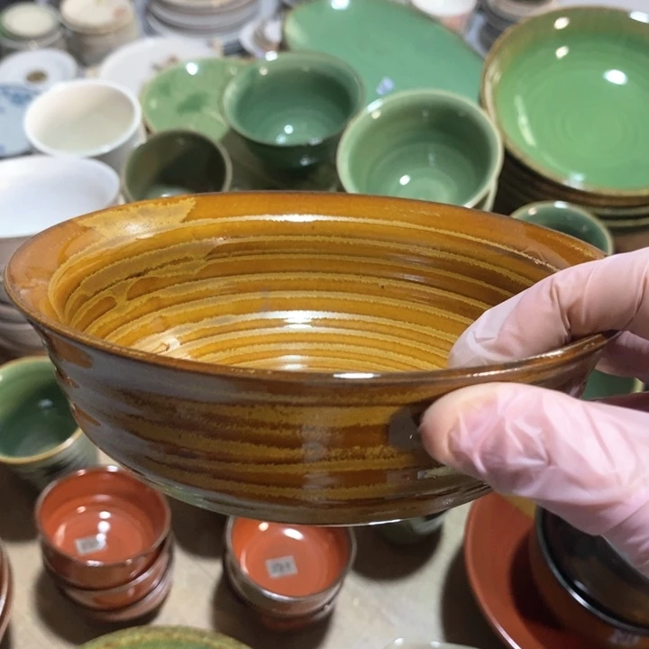 瓷片五厂窑变黄金釉碗口径15厘米