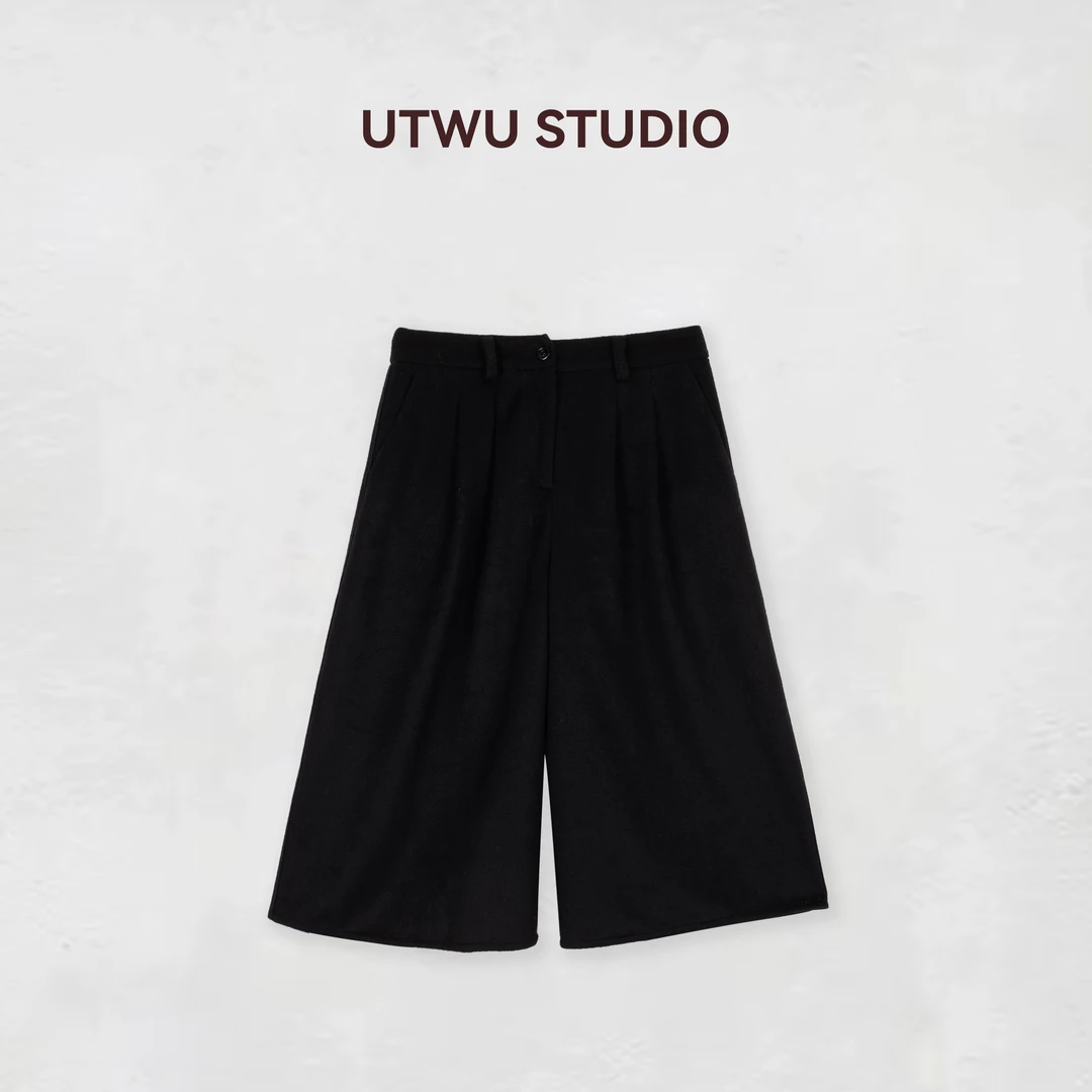 UTWU小敏 「加厚七分裤」羊毛混纺英伦风时尚百搭阔腿中裤 FW1K3099