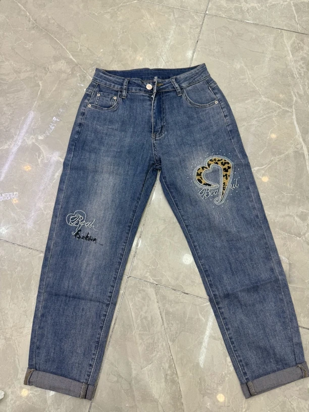 9611刺绣薄款夏季弹性牛仔裤