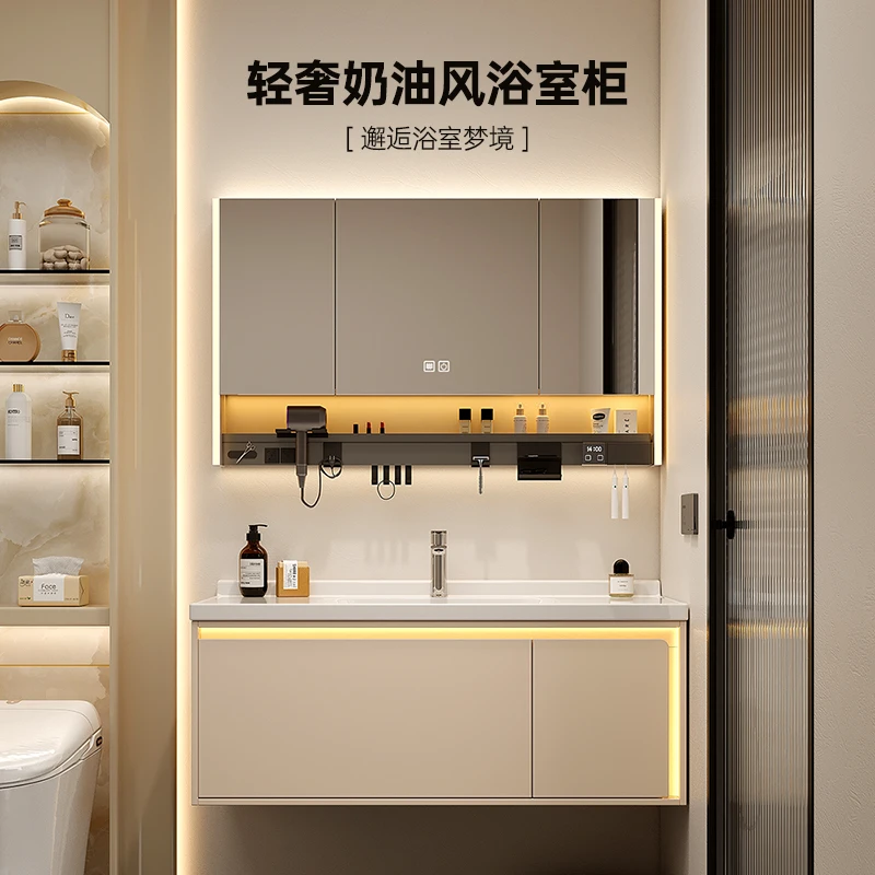 浴室柜组合陶瓷一体盆卫生间多层实木洗脸盆洗漱台K3