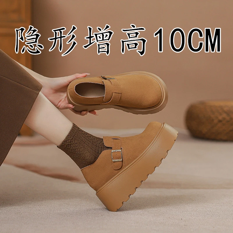 2025全包勃肯鞋女春季新款厚底小个子乐福鞋一脚蹬内增高博
