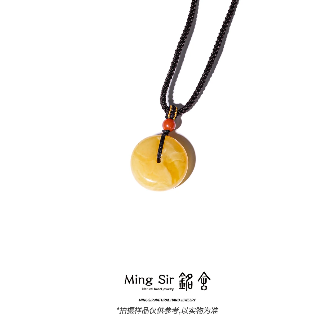 【铭舍 新长安妖花高小克重】天然俄料琥珀蜜蜡平安扣吊坠颈饰珠宝