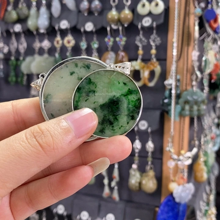 翡翠颈饰银S925镶嵌“****月X15