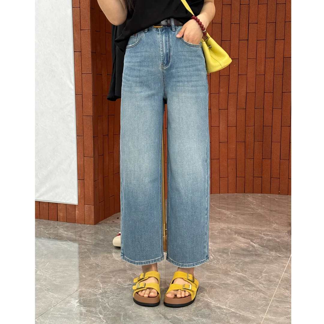 宿慕SUMU 女款直筒牛仔裤 5-10夏季2025新款时尚百搭八分裤C9907M