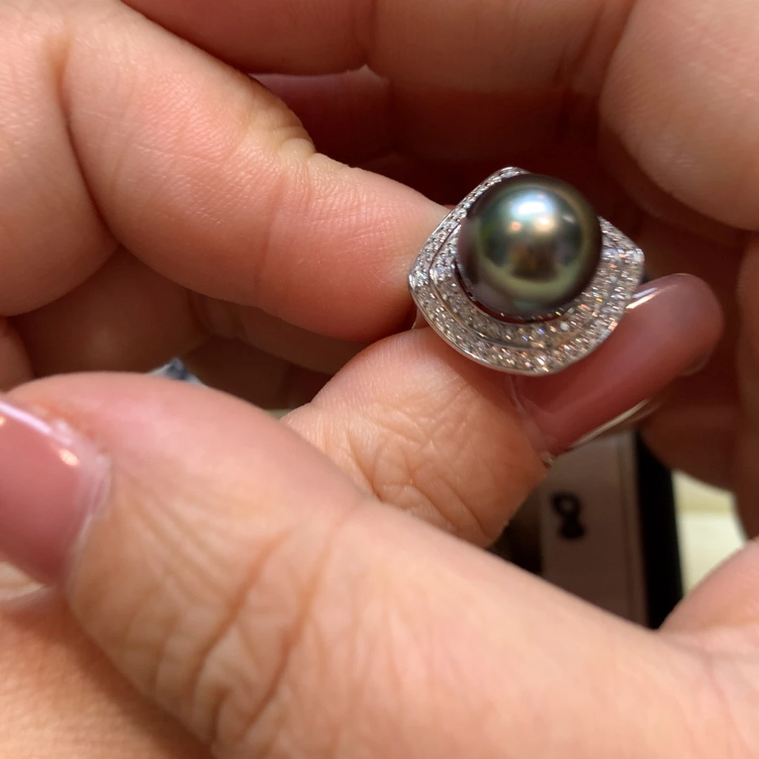 海水珍珠戒指银S925镶嵌
