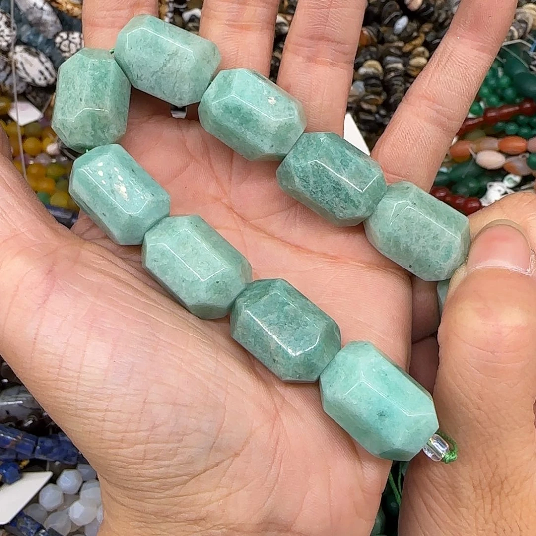 玛瑙/玉髓合金珠宝半成品天河石14-20mm9颗