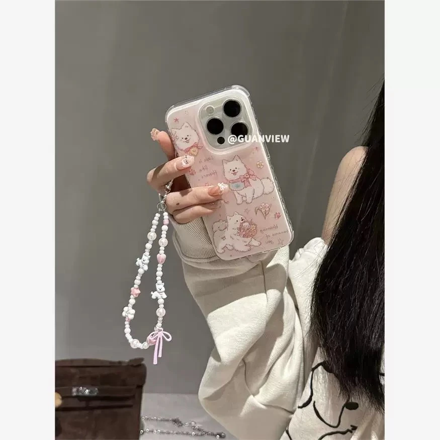送花萨摩耶适用苹果华为vivo小米oppo女款iphone15/16/14荣耀壳