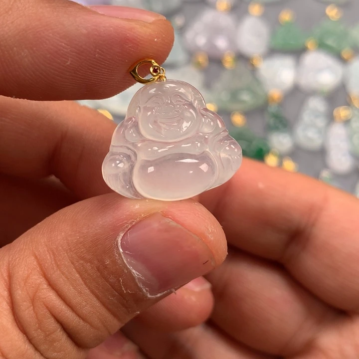 翡翠颈饰18K金镶嵌佛公