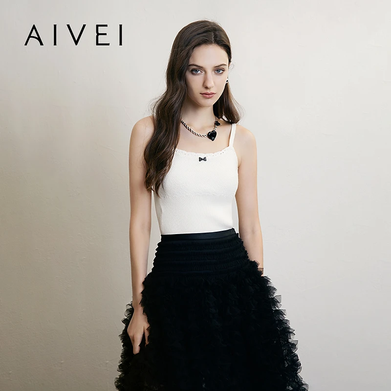 AIVEI欣贺冬季新甜美百搭蝴蝶结针织背心吊带打底R7680602