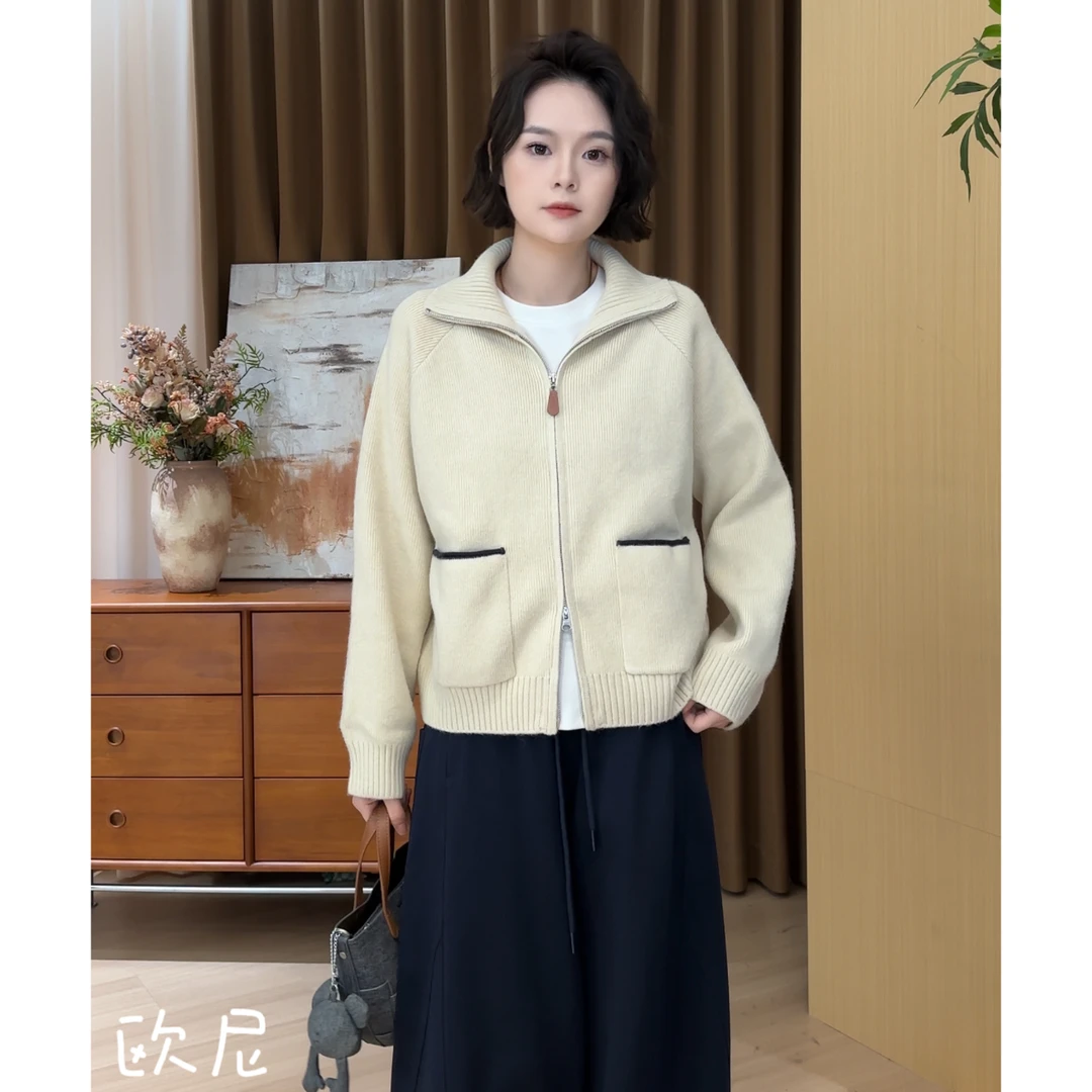 欧尼私服2025新款【皓月当空】韩版双拉链百搭针织开衫 2508C5228