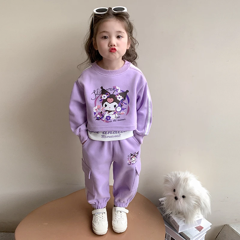 女童库洛米套装洋气儿童春秋装新款网红女宝宝卫衣三件套女孩时髦