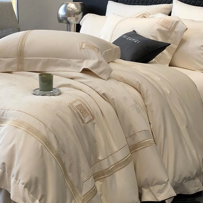 轻奢120支长绒棉提花四件套全棉纯棉被套床单床上用品