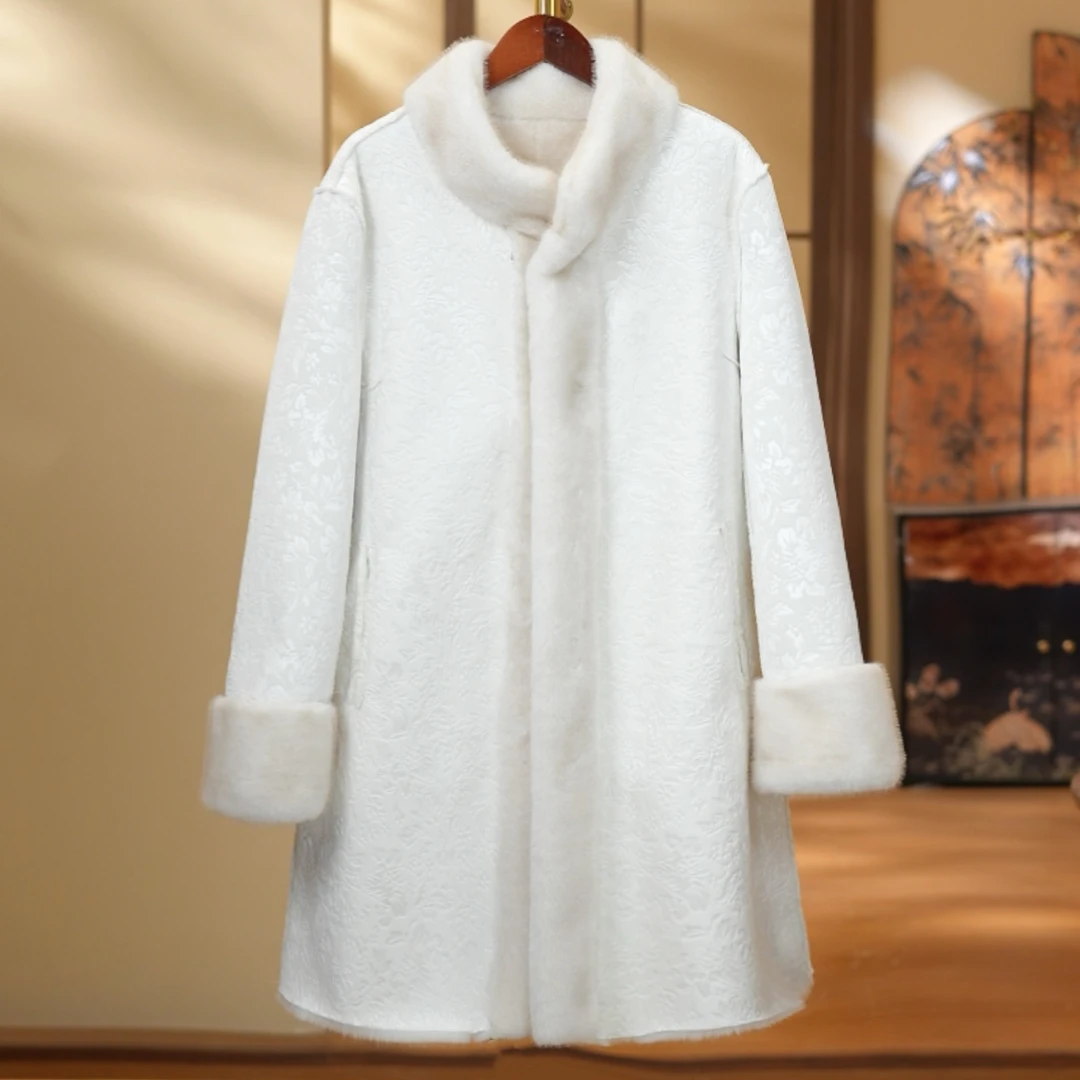 《秋飞雪-双面穿》2525秋冬新款女士百搭长袖中长款外套