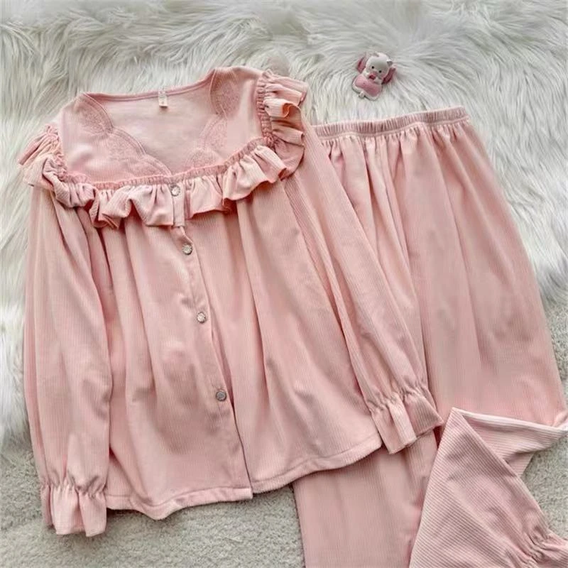 睡衣粉色长袖时尚甜美冬款