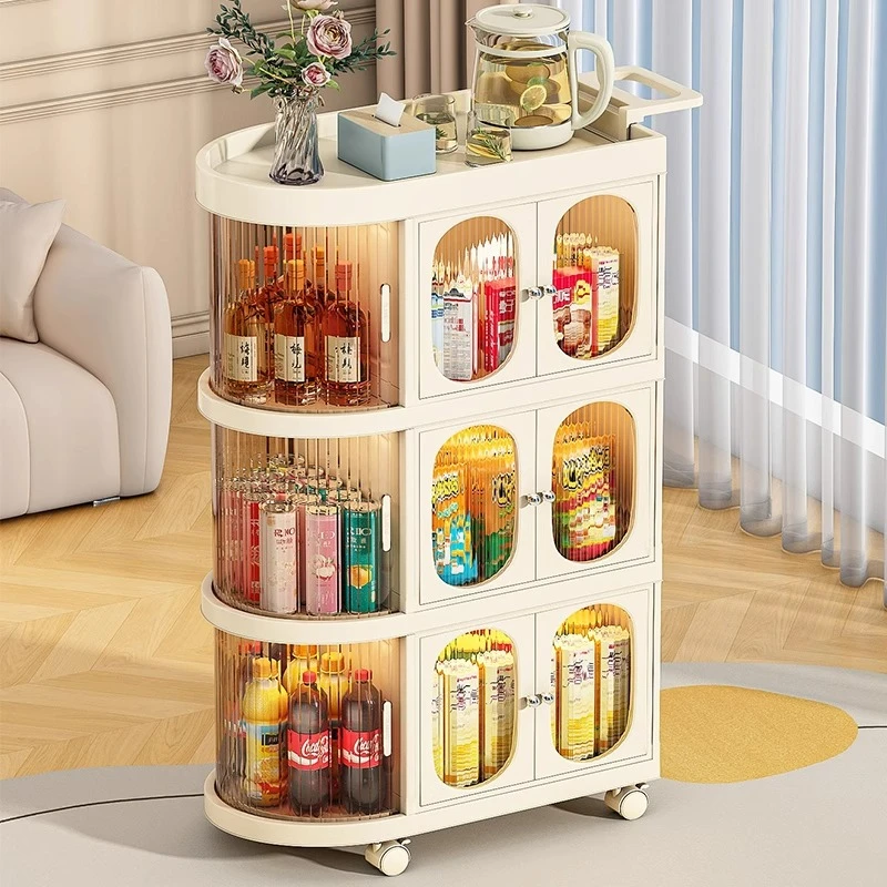 优勤零食置物架小推车家用收纳储物柜客厅可移动多层落地整理架子