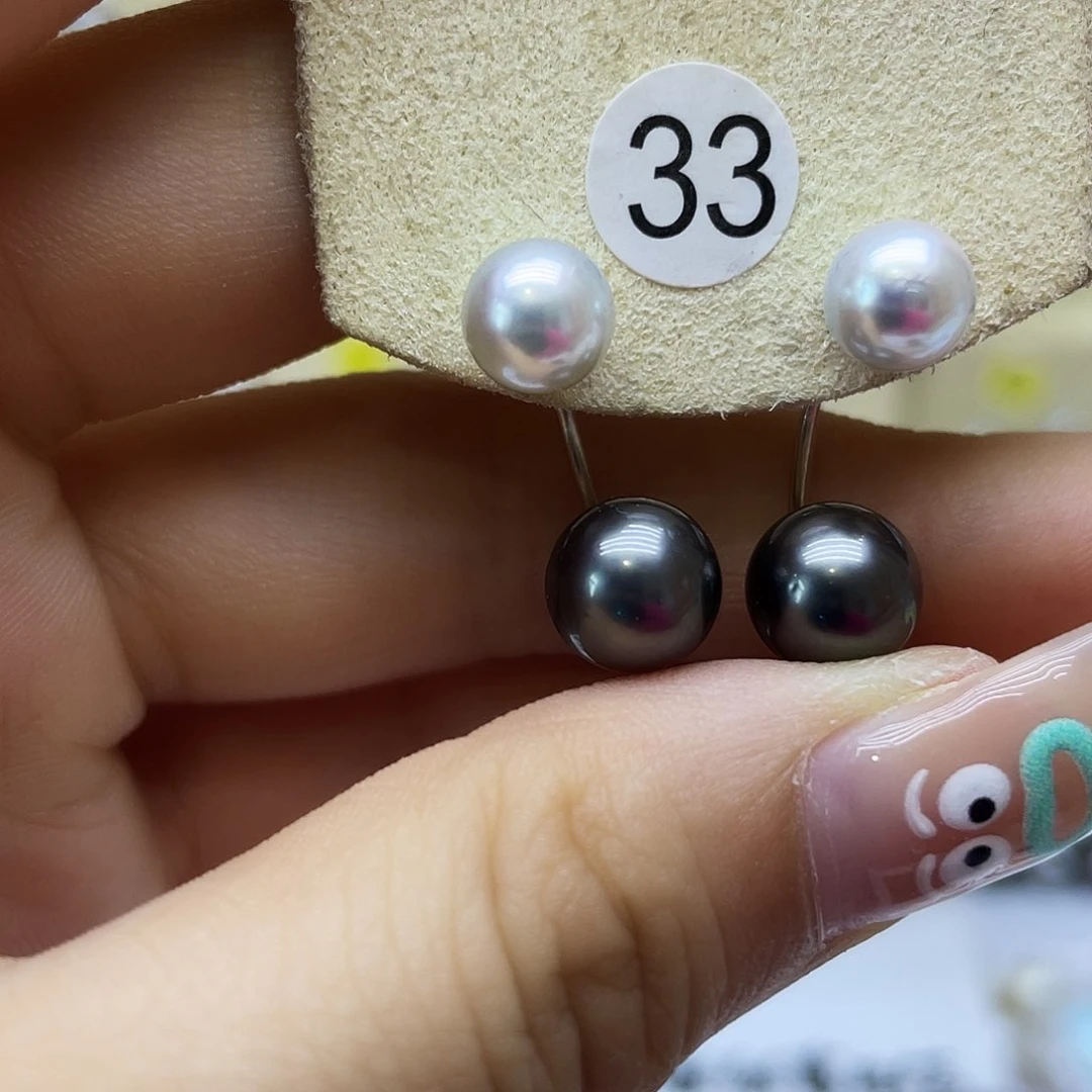 银S925镶嵌海水珍珠耳饰