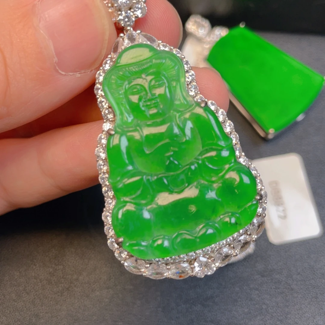 翡翠银S925镶嵌吊坠(不含链)