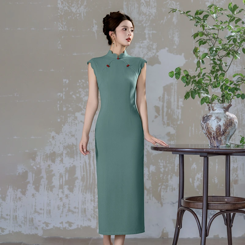 尘记【盎然】设计师新款改良中国风旗袍年轻修身气质长裙日常连衣裙