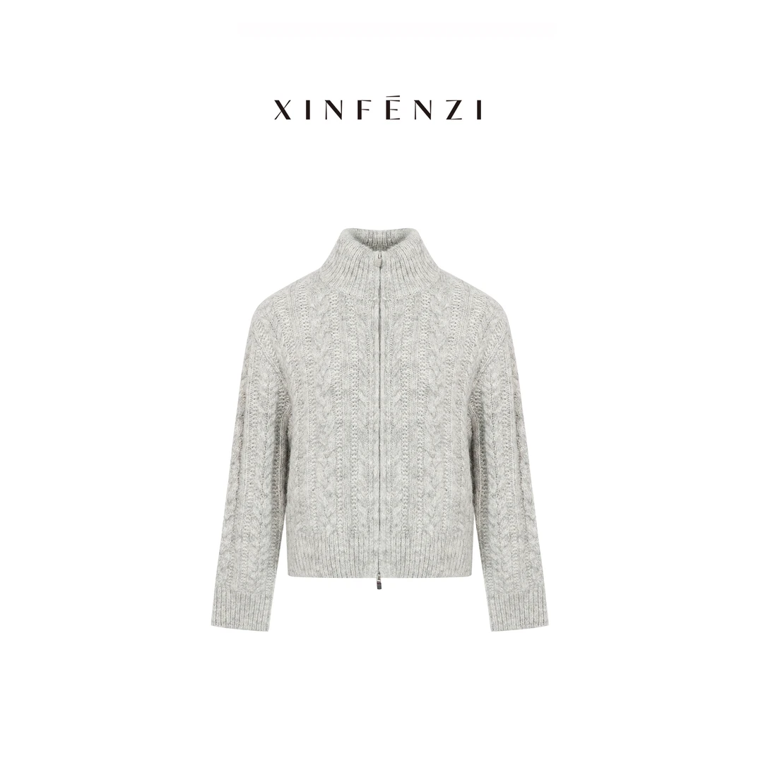 【画家】XINFENZI 立体绞花拉链毛衣厚外套 51099