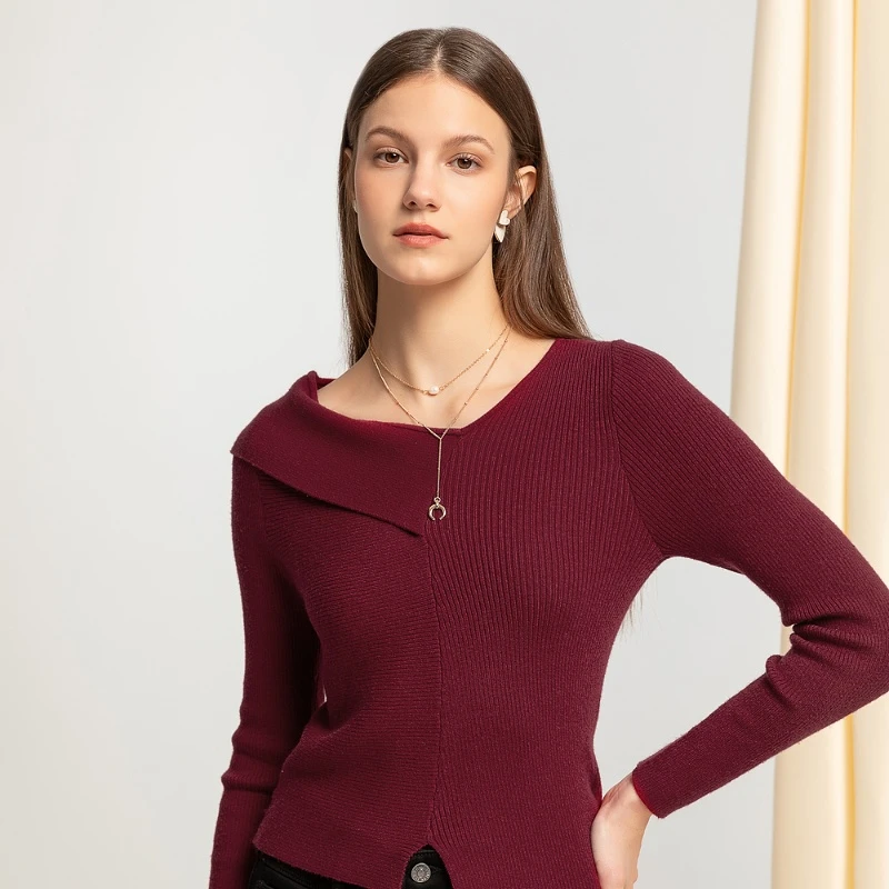 velwin蔚雯秋季新款经典时尚通勤百搭潮流针织衫女LGMM439B11