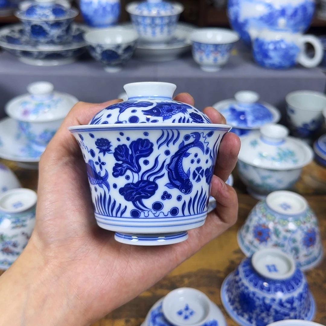 小*微瑕鱼藻马蹄盖碗