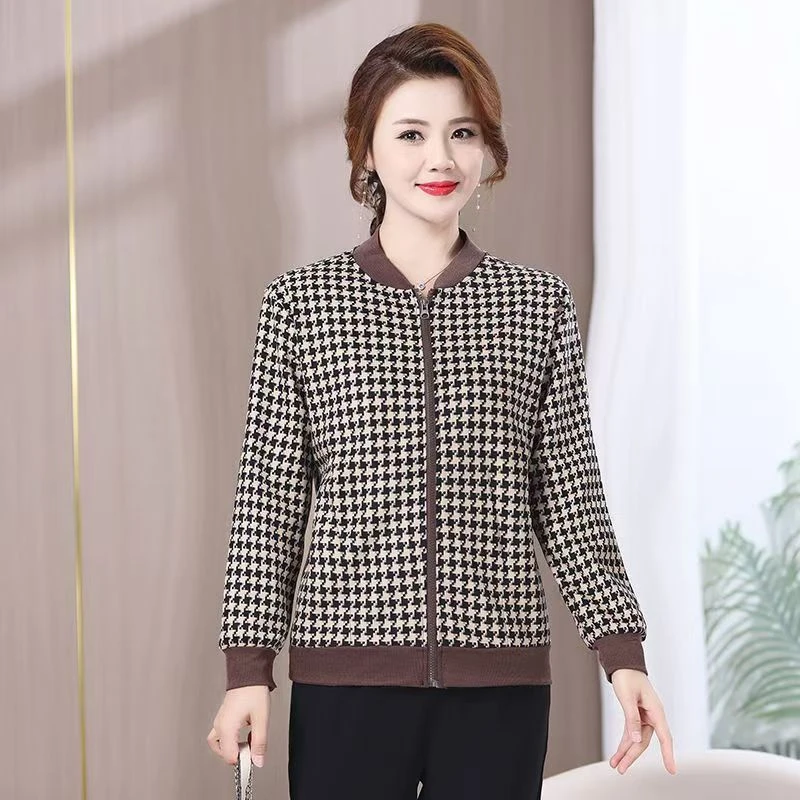 2025新款女士短外套开衫宽松大码女装中年妈妈夹克上衣春秋季休闲