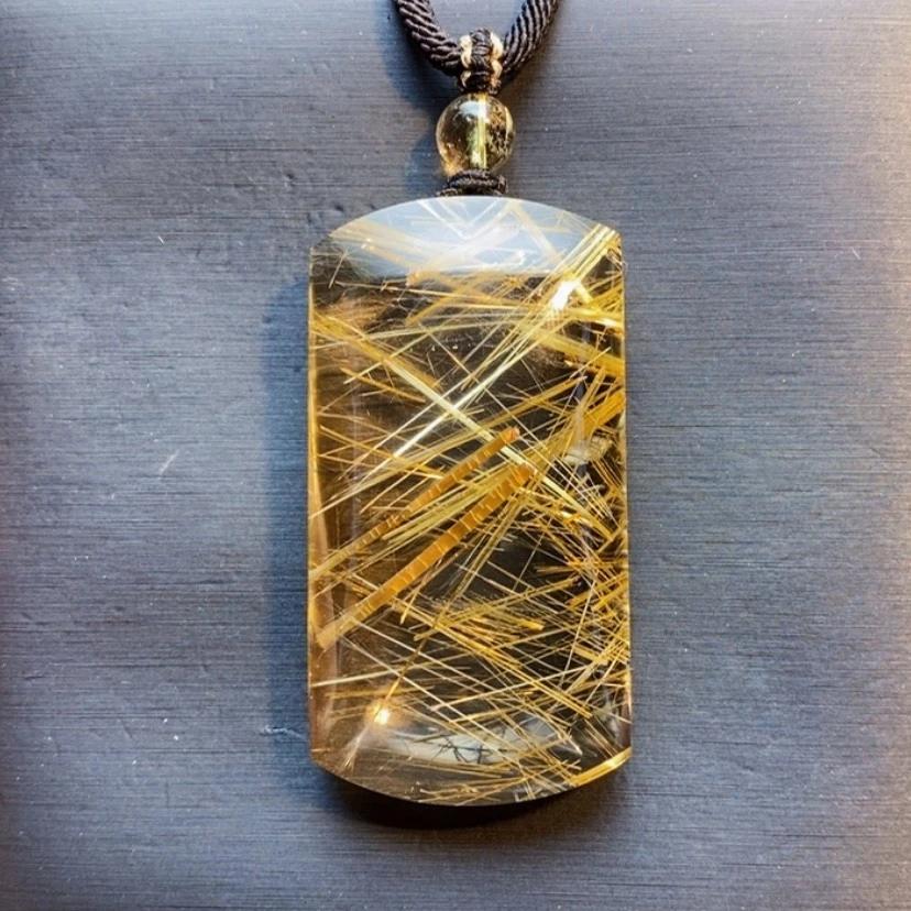 【闪购商品】未镶嵌颈饰发晶天然钛晶无事牌吊坠