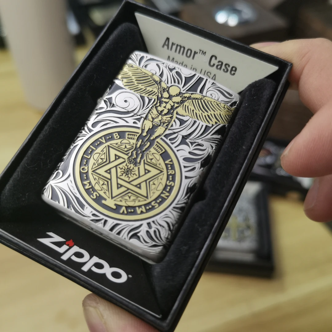 Zippo打火机盔甲镀银鎏金守护天使202