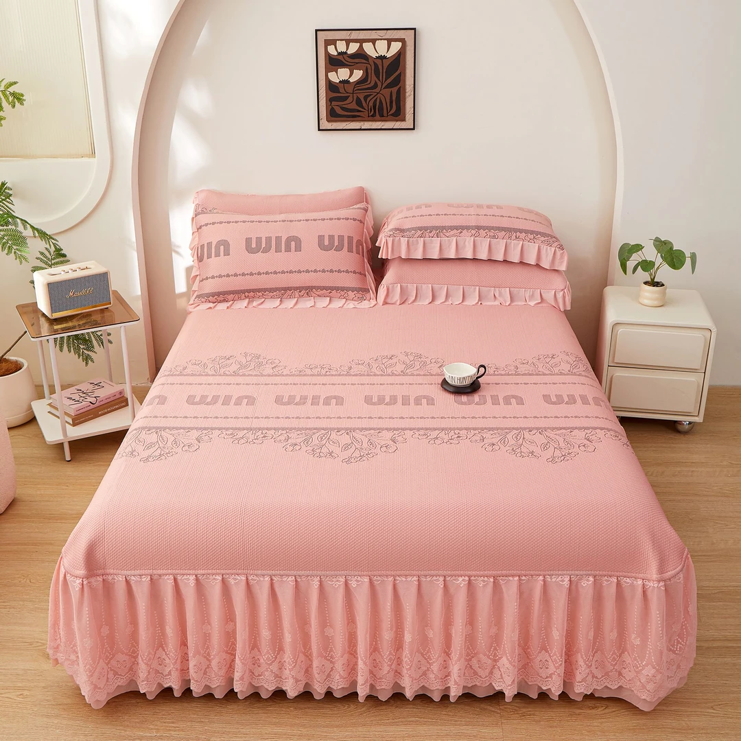 床裙款冰丝席高分子凉席三件套凉感款可机洗可水洗