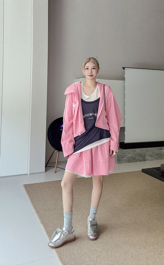 KEH FORME · 设计师品牌粉色连帽休闲外套 D71W013