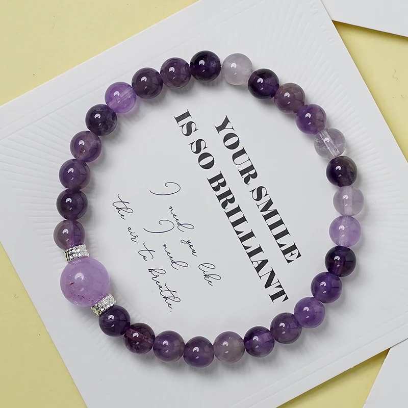 春夏新款简约百搭天然紫水晶转珠手链多样性发一-9284