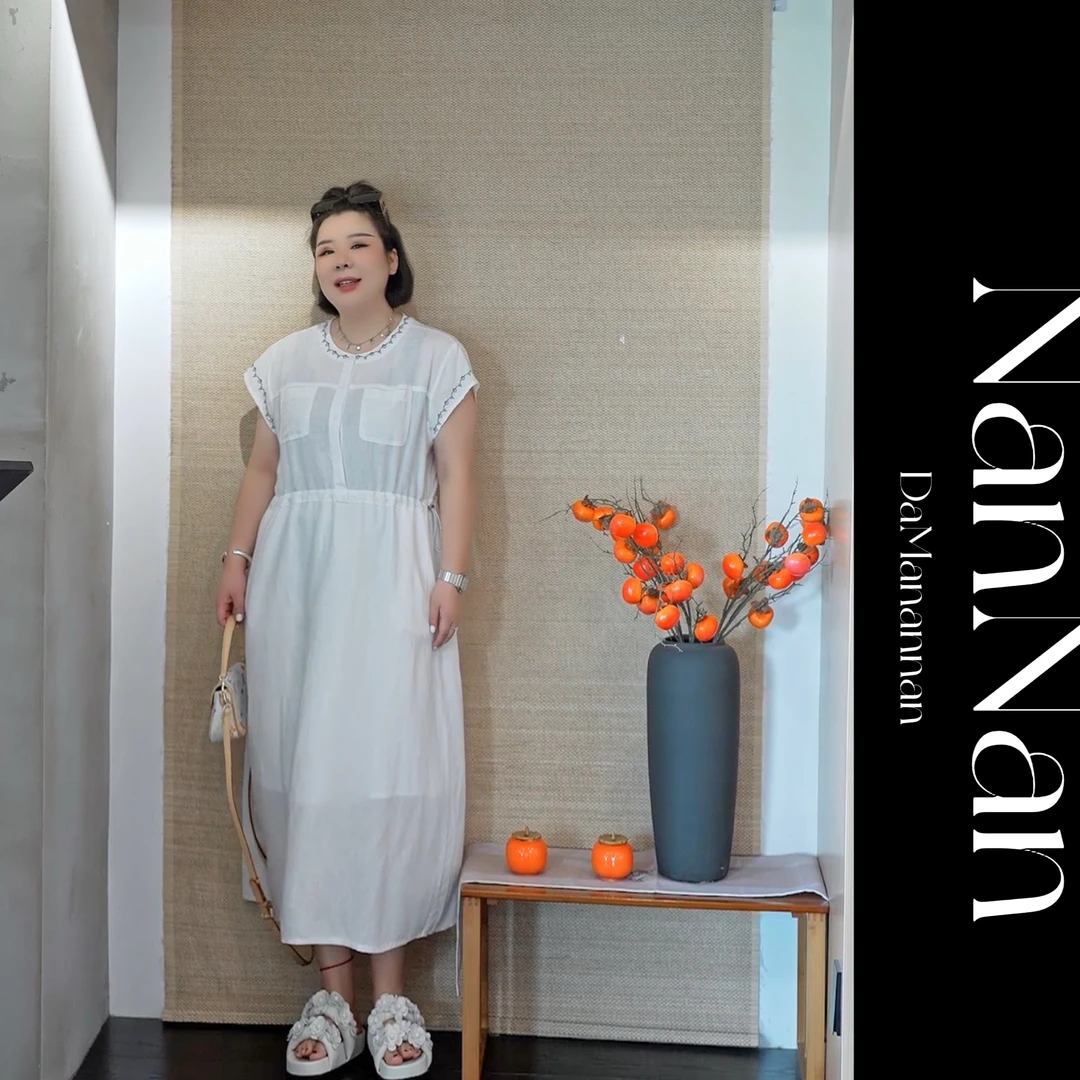 【楠楠推荐】夏季新款刺绣可收腰连衣裙C1117