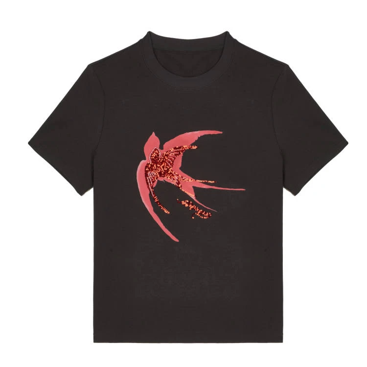 2025【雅Y订单】春季新款休闲舒适珠绣印花圆领短袖T恤（25T0818）