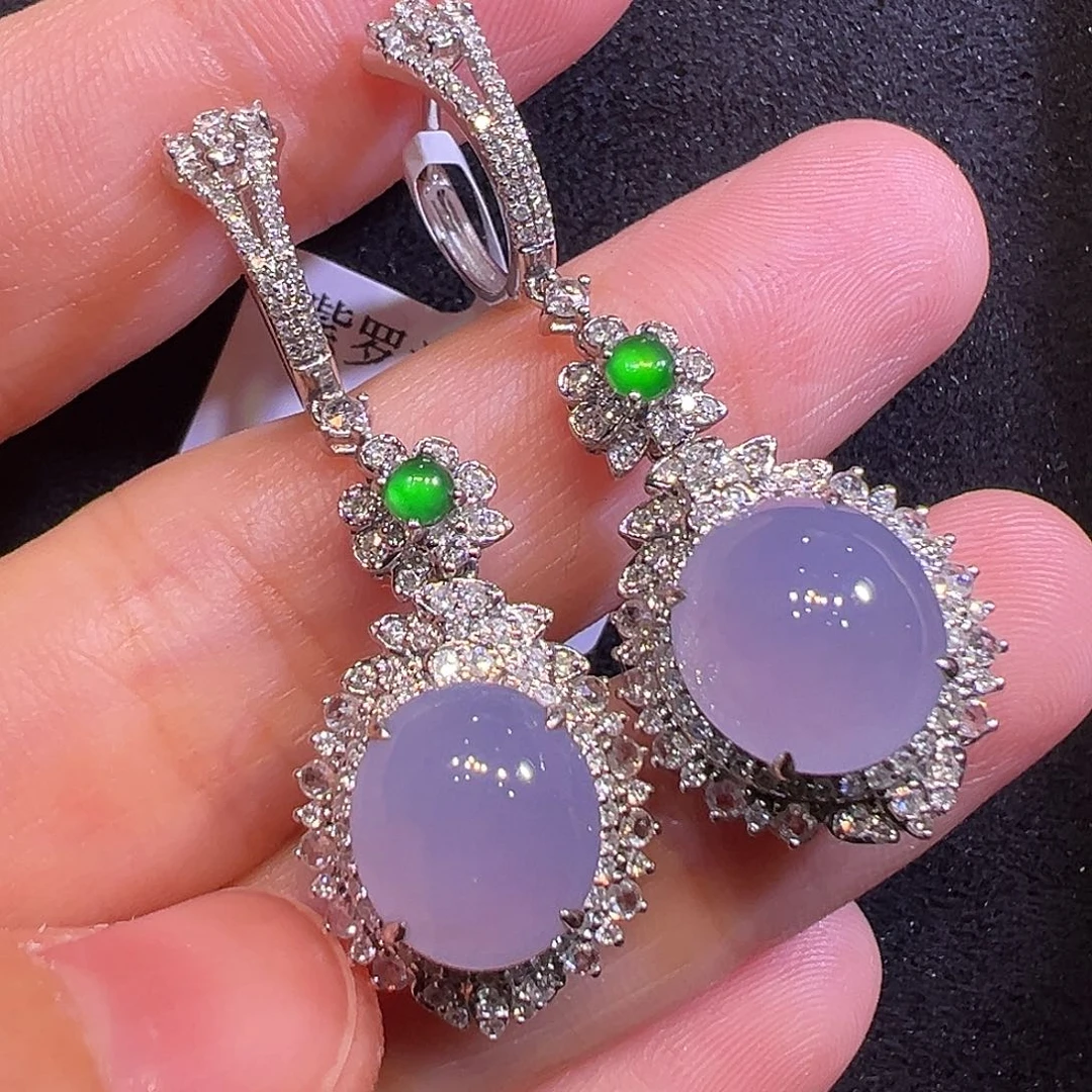 翡翠18K金镶嵌耳饰