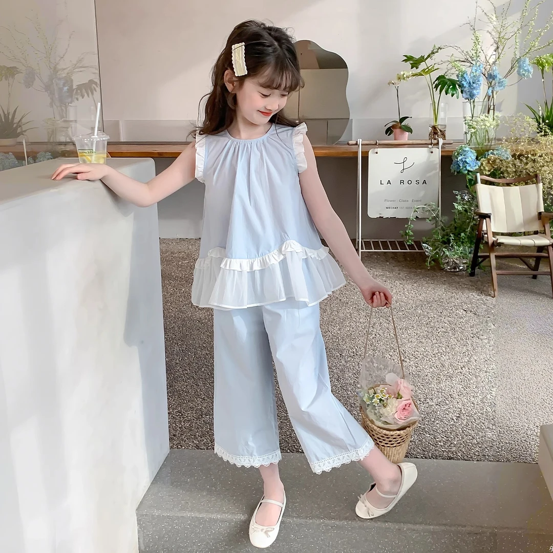 女童套装夏薄款2025新款洋气童装小女孩网红炸街夏装儿童两件套夏