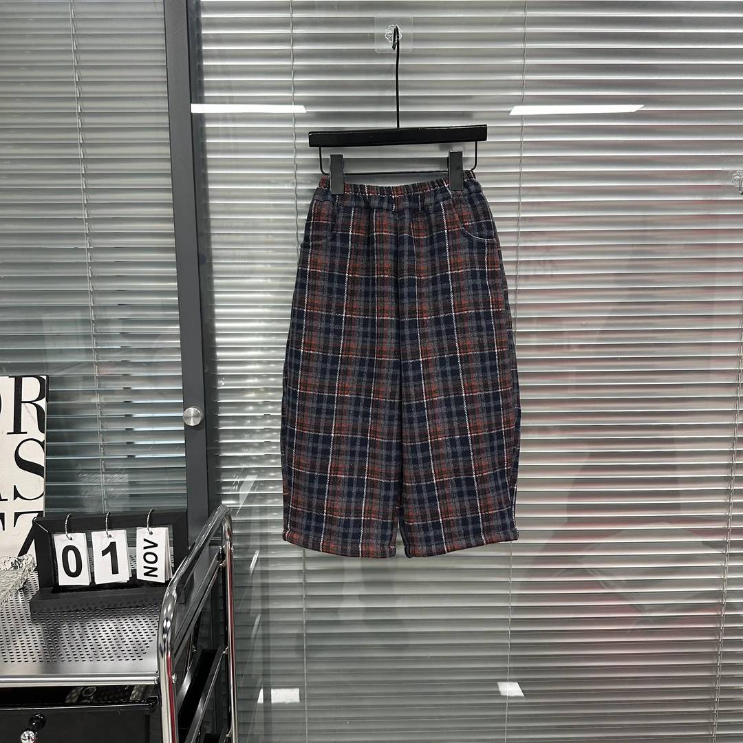 冬季新品加绒加厚格子裤-xi1022