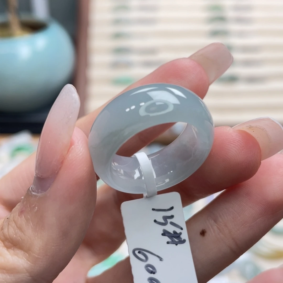 翡翠未镶嵌戒圈a32港圈15雾霾蓝墩墩