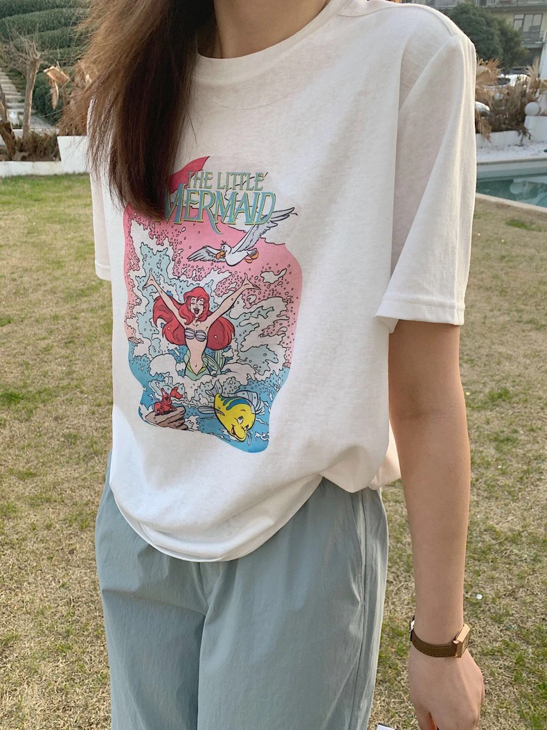 【雪花棉】设计感卡通短袖T恤女夏季雪花棉短袖no退换