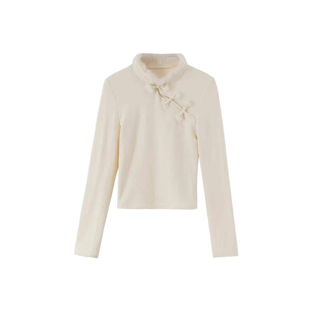 DX.DAXI【暗香浮动】毛针织衫新中式毛绒打底衫女长袖内搭上衣