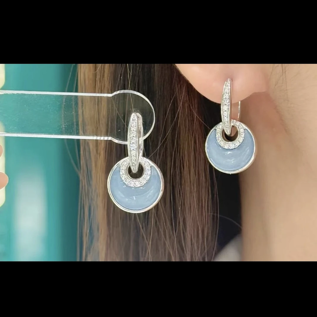 铜合金耳饰 C194蓝色月亮闪闪耳扣款耳饰