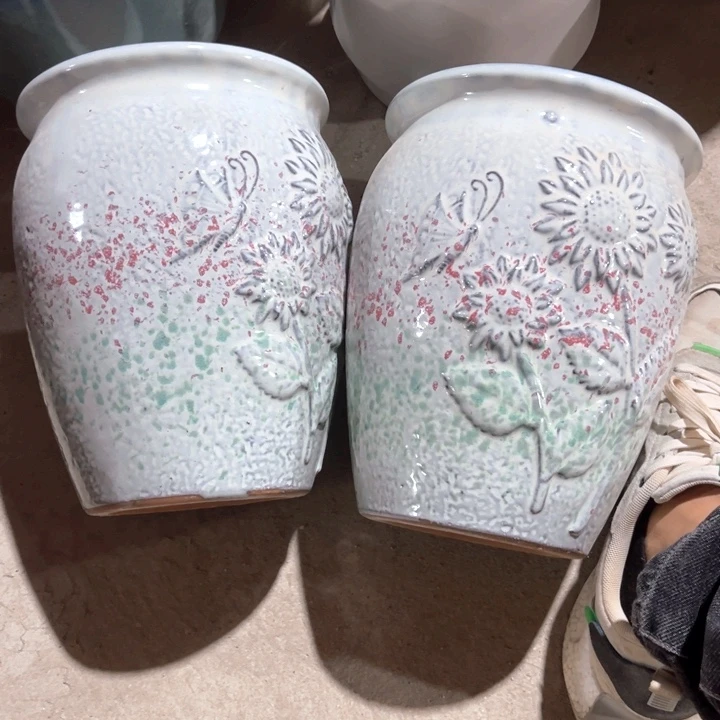 紫砂花盆口径19高度24两只正品