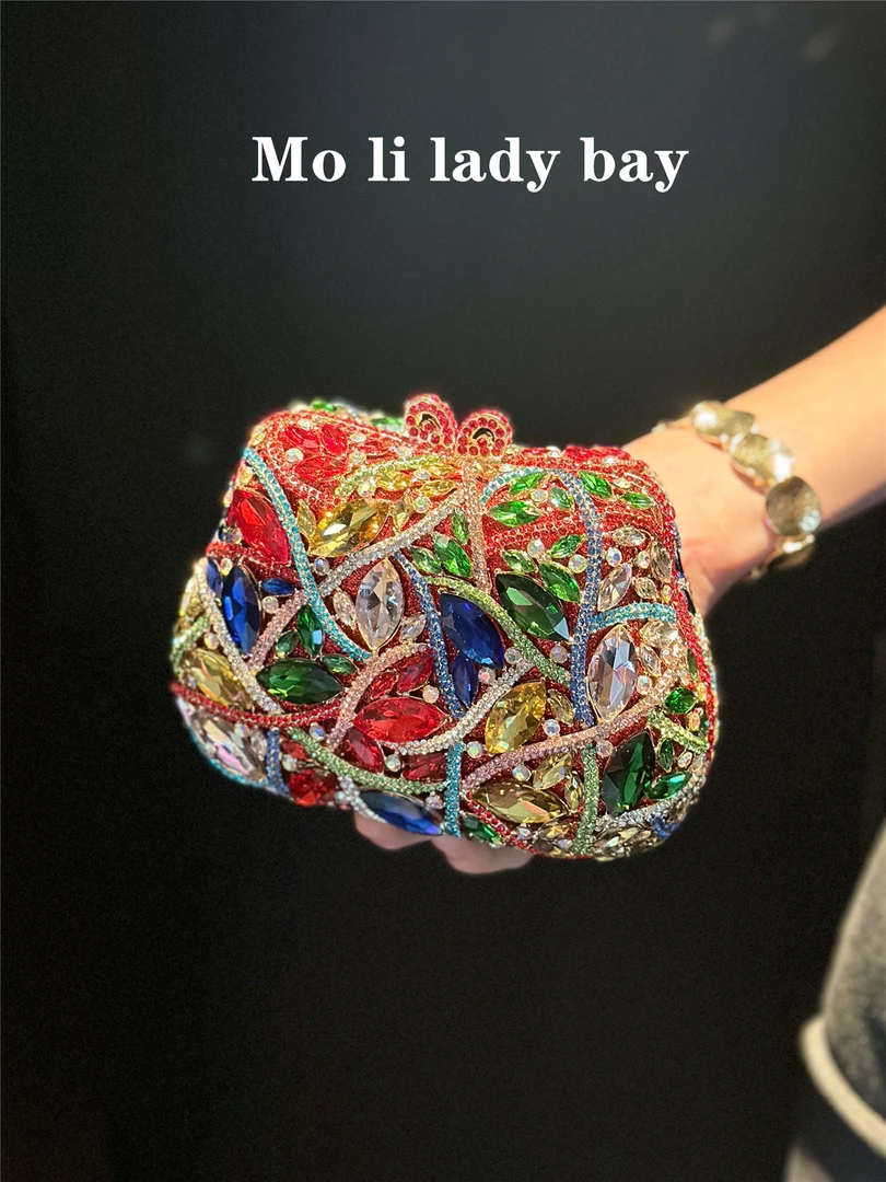 【高货】轻奢晚宴宝石镶钻手拿包高端定制礼服装饰小包包女满钻女