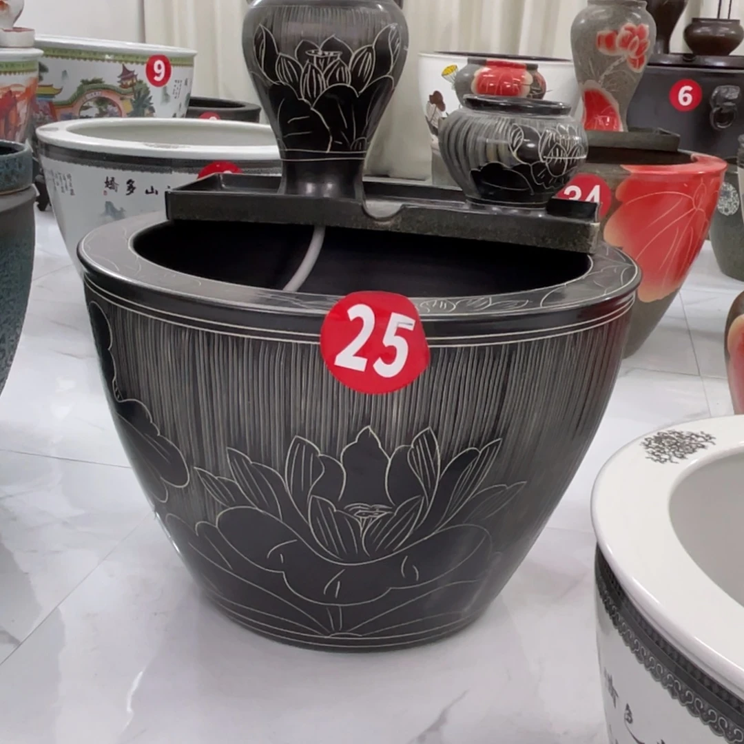 摆件陶景德镇陶瓷鱼缸