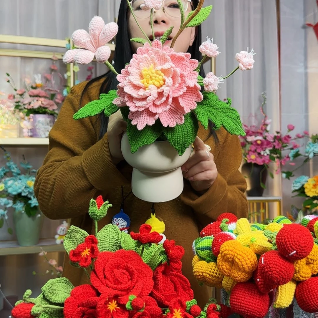 纯手工钩织钩织盆栽