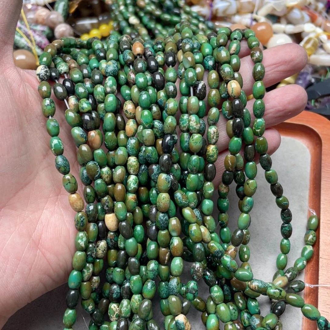 玛瑙/玉髓合金珠宝半成品一条5x8mm原矿松