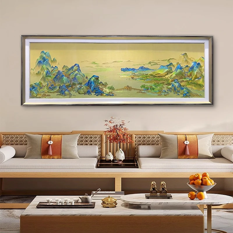 高货立体刺绣客厅背景墙装饰画现代中式简约沙发挂画山80230